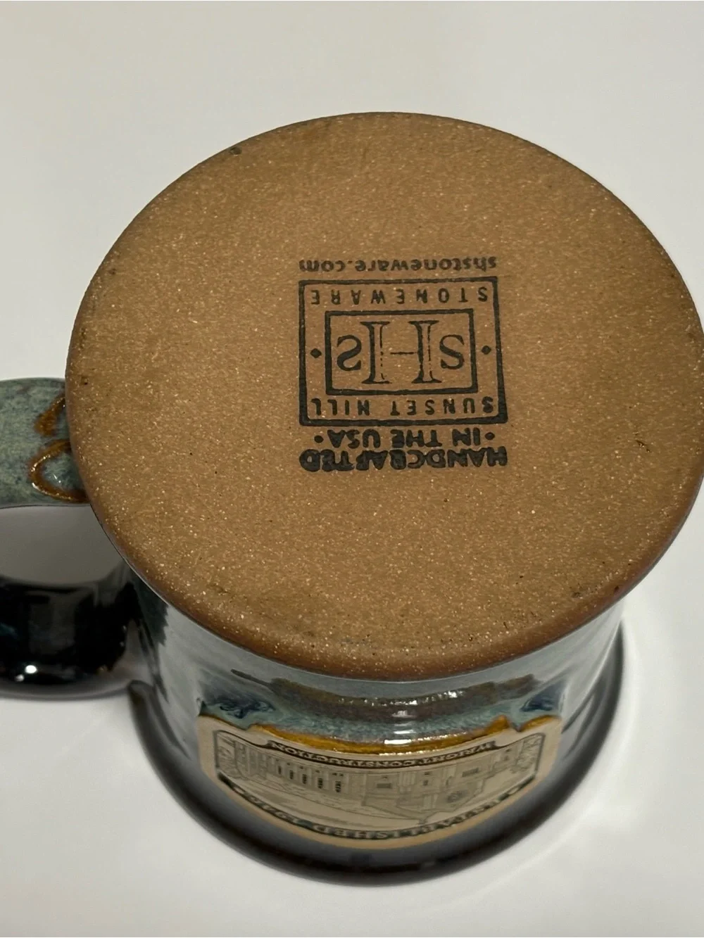 Handcrafted Stoneware Mug in Blue-Green Glaze